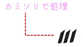 カミソリでカットした毛先　イラスト　イメージ